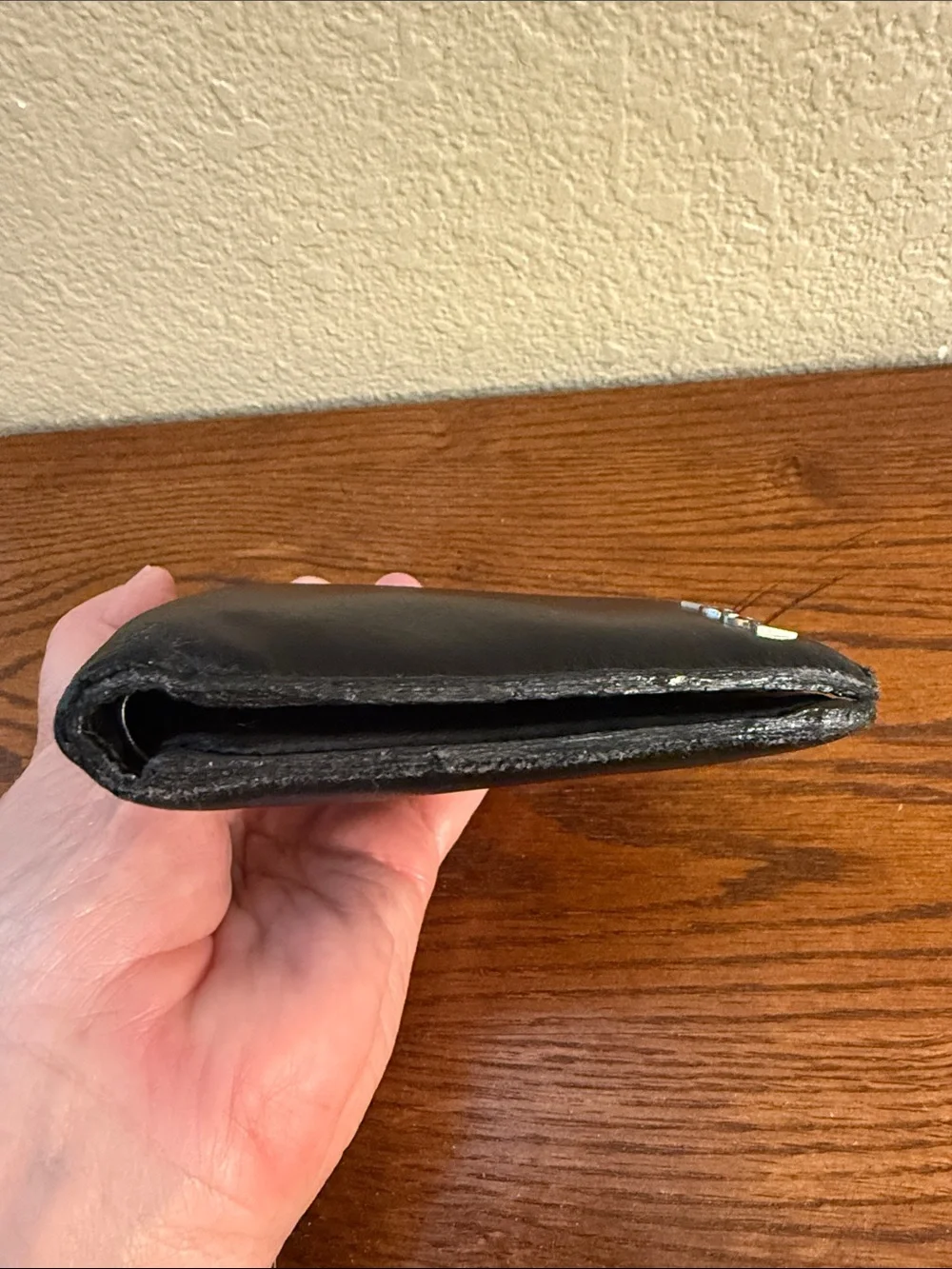 Yves Saint Laurent Black Leather Bifold wallet with Silver YSL Logo-
